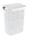 Viosarp Laundry Basket Wooden with Cap 47x39x58cm White