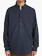 Long-sleeved Linen Shirt Navy Blue