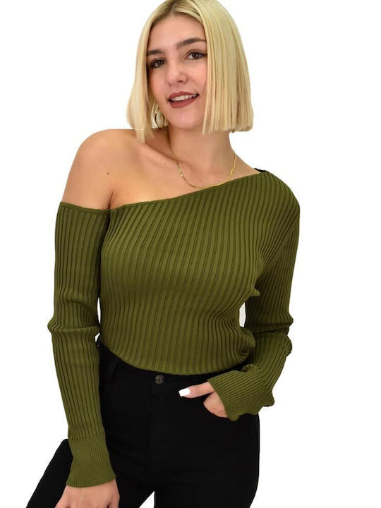 Potre Damen Langarm Pullover Khaki