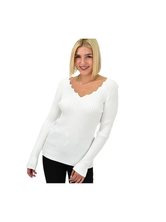 Potre Women's Blouse Long Sleeve with V Neck White