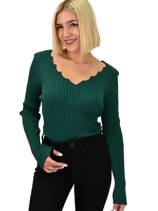 Potre Γυναικεία Μπλούζα με V Λαιμόκοψη Πράσινη