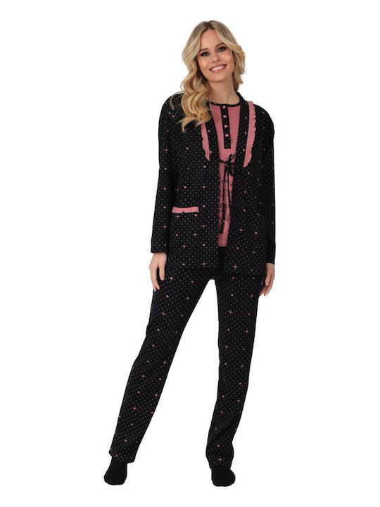 Lydia Creations Winter Damen Pyjama-Set Rosa