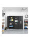 Doppelflügeliger Außenschrank Detroit XL aus Polypropylen mit Trennwand & 4 Regale Schwarz 89x54x182cm