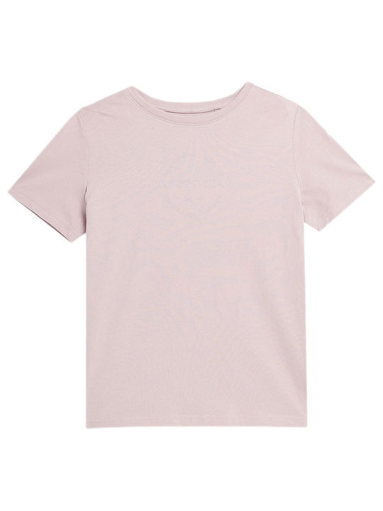4F Bluza de Damă din Bumbac Mâneci scurte Roz
