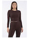 Women's Blouse Long Sleeve Brown