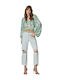 Women's Blouse Long Sleeve with V Neckline Green