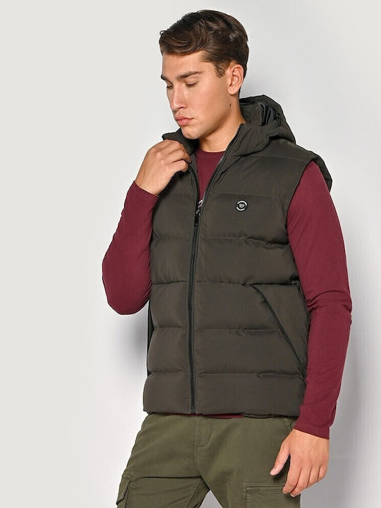 Sleeveless Winter Jacket Puffer Khaki