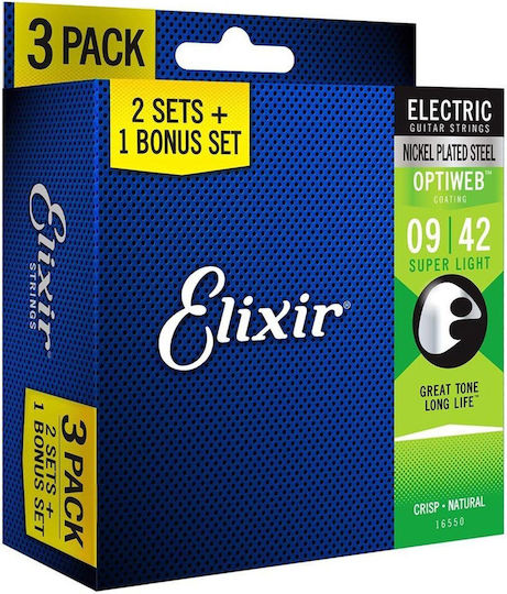 Elixir Set of Nickel Plated Steel Strings for Bass / Electric Guitar Optiweb 9 - 42"