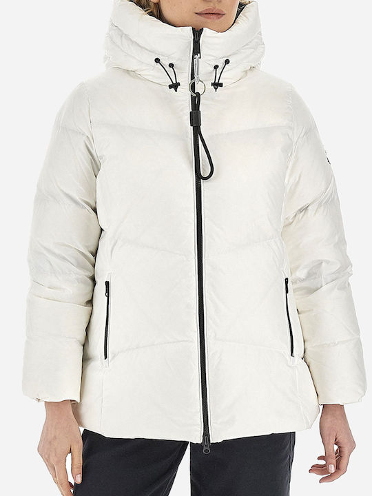 La Martina Women's Hiking Short Puffer Jacket for Winter with Hood White