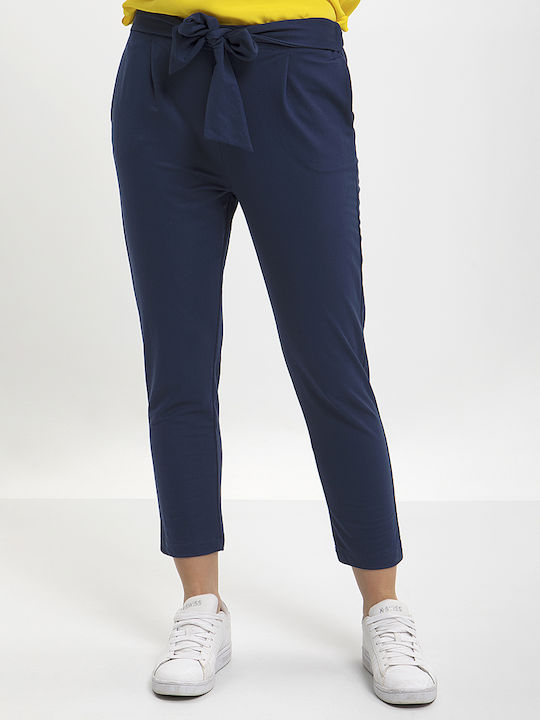 Simply Zoe Women's Fabric Capri Trousers Navy Blue