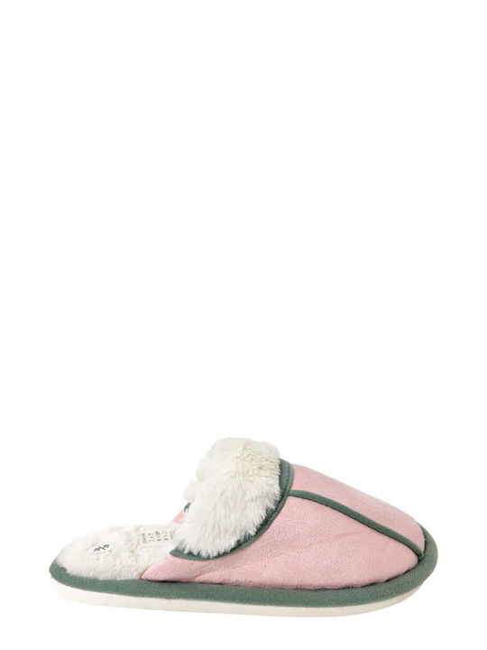 Ligglo Winter Women's Slippers with fur in Pink color