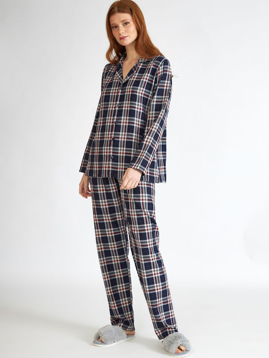 Harmony Winter Damen Pyjama-Set Blau