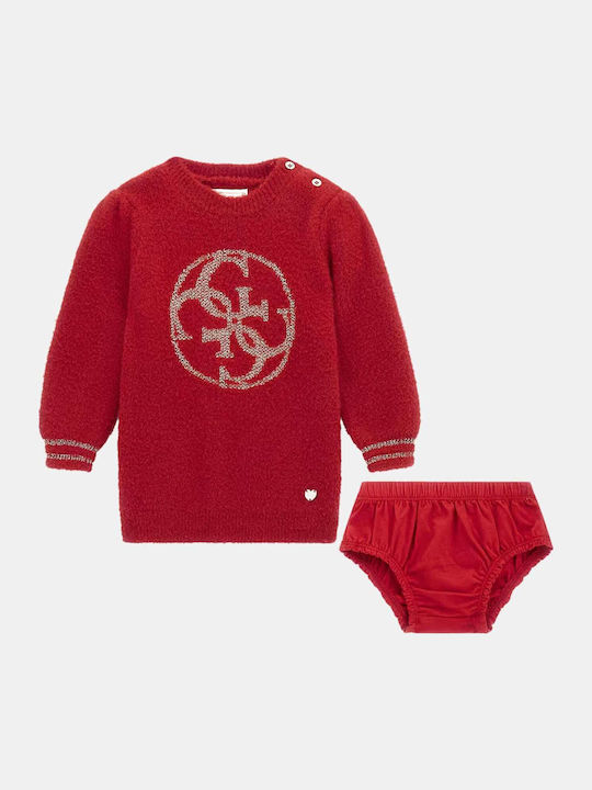 Guess Kinderkleid Langärmelig Set mit Accessoir...