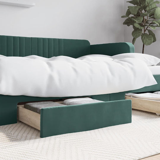 vidaXL Bed Drawer made of Wood with Wheels in Green Color 67x50x16cm 2pcs