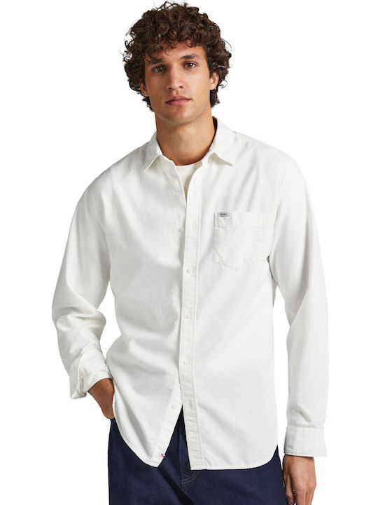 Pepe Jeans Men's Shirt Long Sleeve White