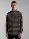 Long-sleeved Cotton Shirt Checked Black