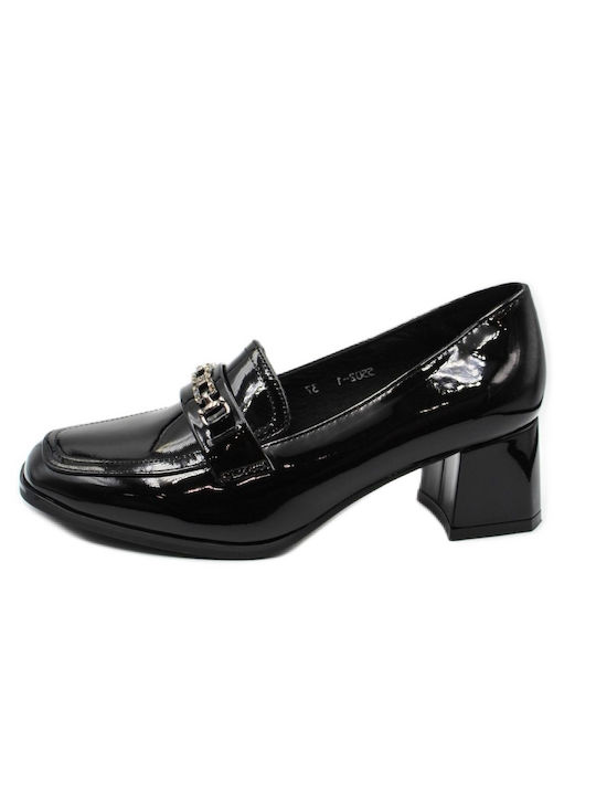 Plato Patent Leather Black Medium Heels