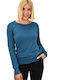 Potre Damen Langarm Pullover Blau