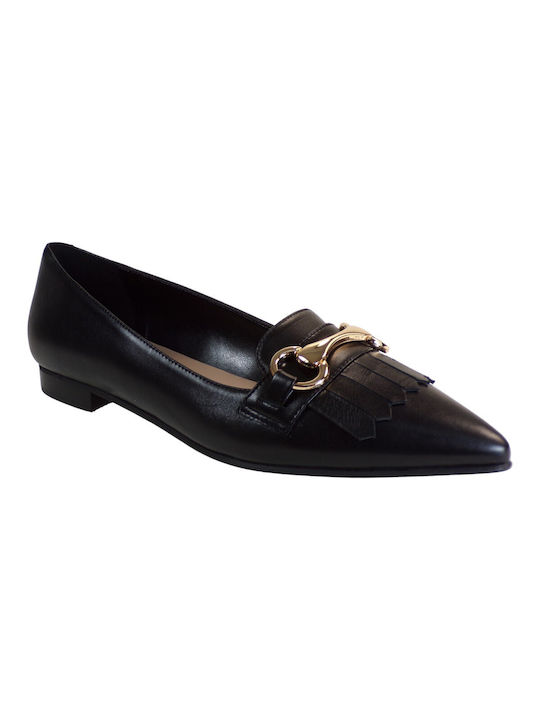 Fardoulis Leather Women's Loafers in Black Color