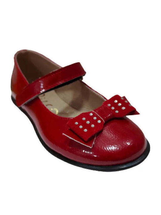 Kids Anatomic Patent Leather Ballerinas with Hoop & Loop Closure Red