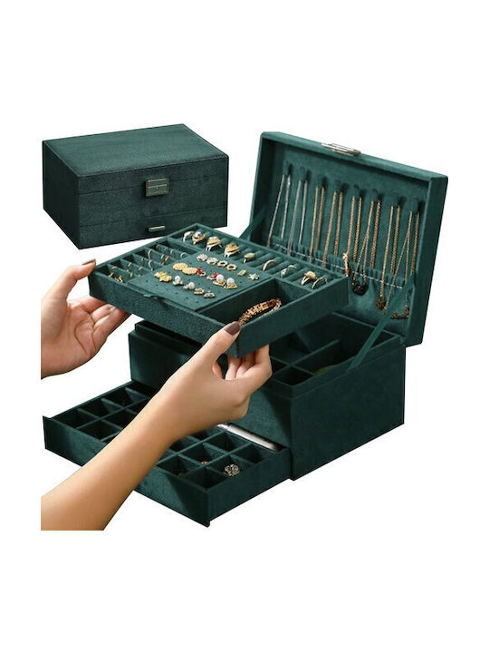 Loco Jewellery Box with Drawer Green 11x24.5x18cm Loco Jewellery Box with Drawer Green 11x24.5x18cm