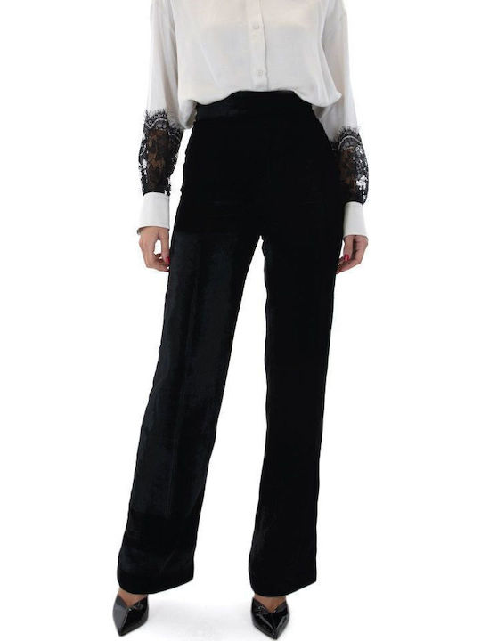 Pants Γυναικείο Ψηλόμεσο Υφασμάτινο Παντελόνι σε Ίσια Γραμμή Μαύρο