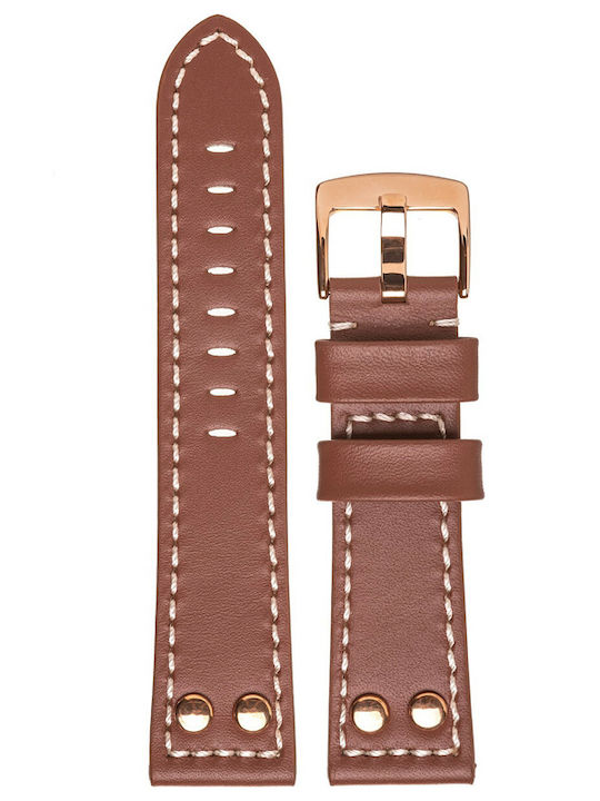 Tzevelion Lederriemen Brown/Rose Gold 22mm