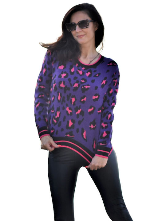 Mohicans Black Line Women's Long Sleeve Sweater Purple