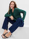 GAP Damen Langarm Pullover mit V-Ausschnitt Grün