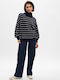 GAP Women's Long Sleeve Sweater Cotton Striped Navy Blue