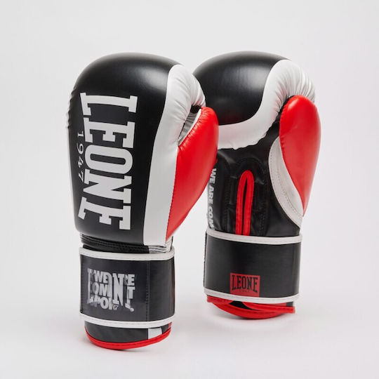 Leone 1947 Boxing Gloves made of Synthetic Leather for Match Black
