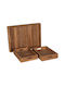 HomeMarkt Holz Rechteckig Serviertablett mit Griffen in Gelb Farbe 39x29x7cm HM7894 3Stück