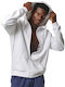 Body Action Men's Sweatshirt Jacket with Hood and Pockets White