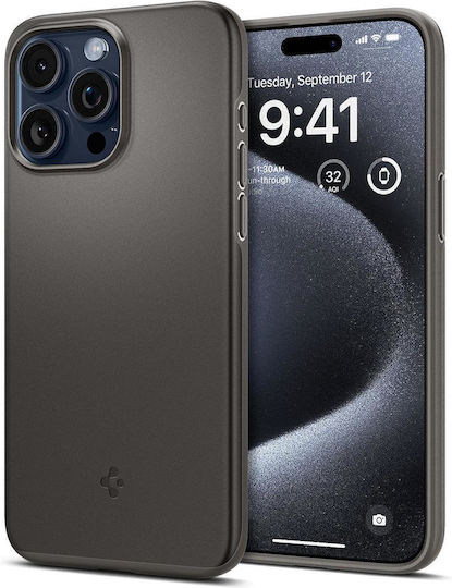 Spigen Thin Fit Umschlag Rückseite Silikon 1.55mm Gunmetal (iPhone 15 Pro)