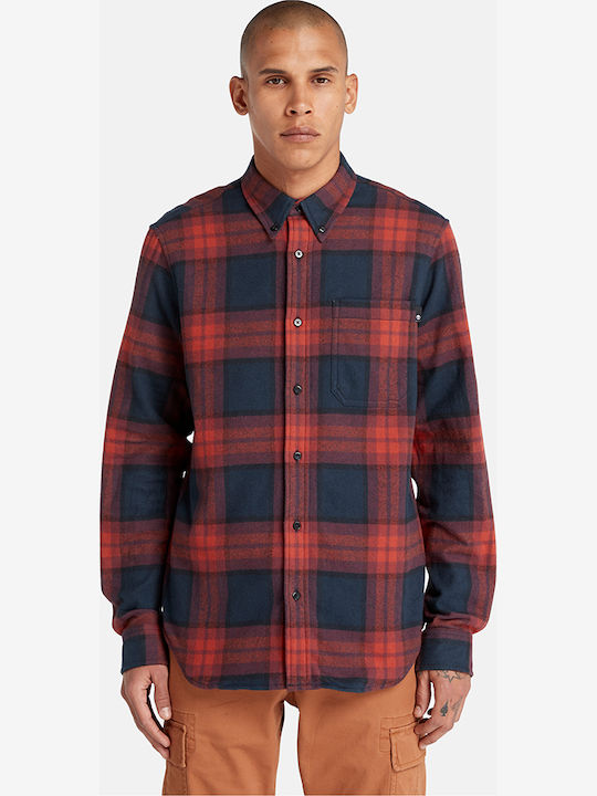 Timberland Long-sleeved Flannel Shirt Checked Red