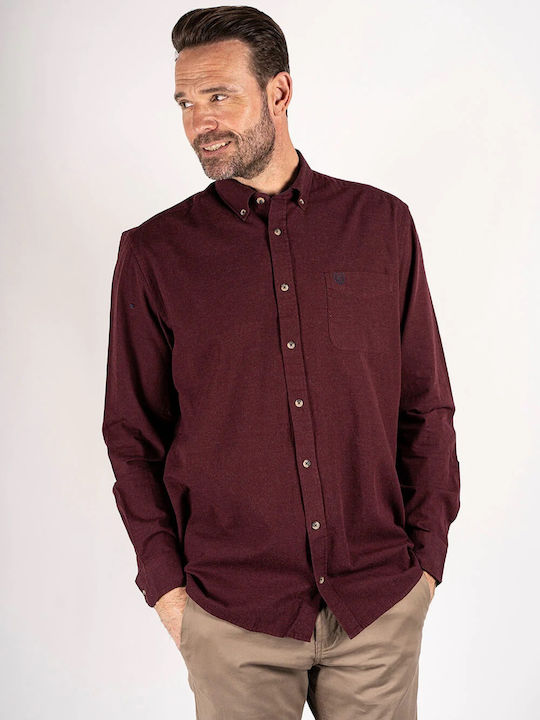 Pre End Men's Shirt Long Sleeve Flannel Burgundy