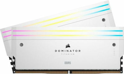 Corsair Dominator Titanium RGB XMP White 32GB DDR5 RAM cu 2 module (2x16GB) și Viteză 6400 pentru Desktop