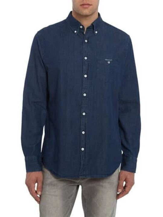 Gant Men's Shirt with Long Sleeves Slim Fit Blue