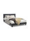 Flat Κρεβάτι Διπλό Επενδυμένο με Ύφασμα Ανθρακί με Τάβλες για Στρώμα 150x200cm