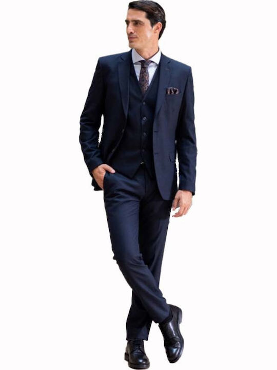 Men's Suit with Vest Blue