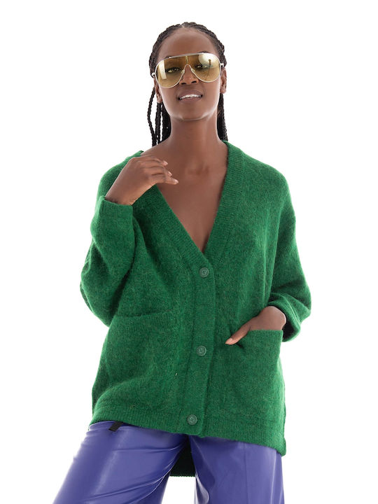 Deha Γυναικεία Πλεκτή Ζακέτα σε Πράσινο Χρώμα