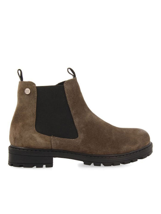 Gioseppo Kids Leather Chelsea Boots with Zipper Brown