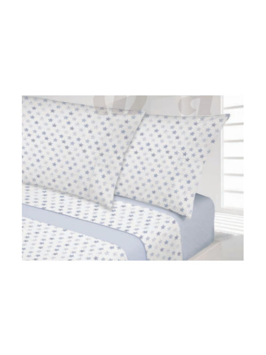Manterol Casa Kinderbettlaken Einzeln Mit Gummizug Hellblau 150x200cm