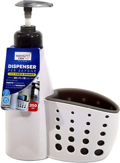 ArteLibre Dispenser Bucătărie Plastic cu Suport pentru Burete Alb 350ml