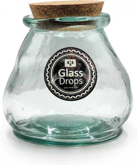 Glass Drops Βάζο Γενικής Χρήσης με Φελλό Γυάλινο Μπεζ 800ml Glass Drops Βάζο Γενικής Χρήσης με Φελλό Γυάλινο Μπεζ 800ml