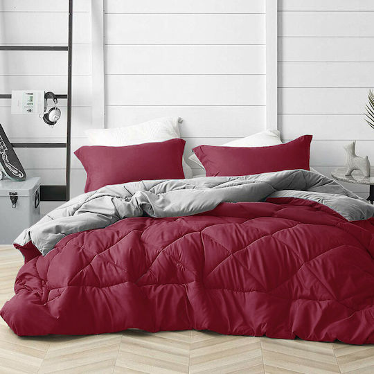 Saray Home Пухено Куинсайз 220x240бр Бордо със сиво 180 г/м²Gsm