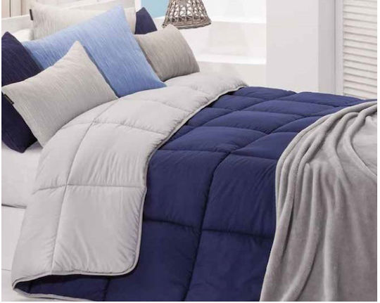 Manterol Casa Πάπλωμα Υπέρδιπλο 220x220εκ. Σιελ /Γκρι