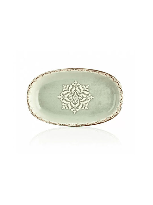 By Bone Rome Serving Platter Oval made of Porcelain Green 19x11cm