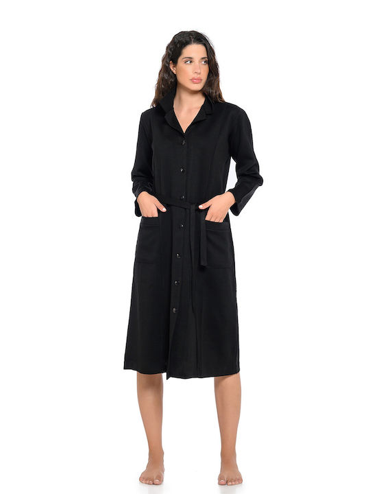 Clio Lingerie Women's Winter Pajama Robe Black