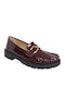 Patent Leather Women's Loafers in Burgundy Color